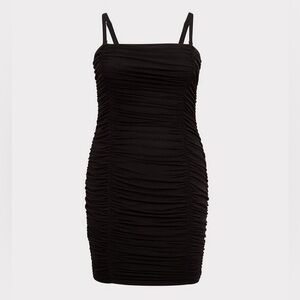 Torrid Black Mesh Ruched Mini Bodycon Dress